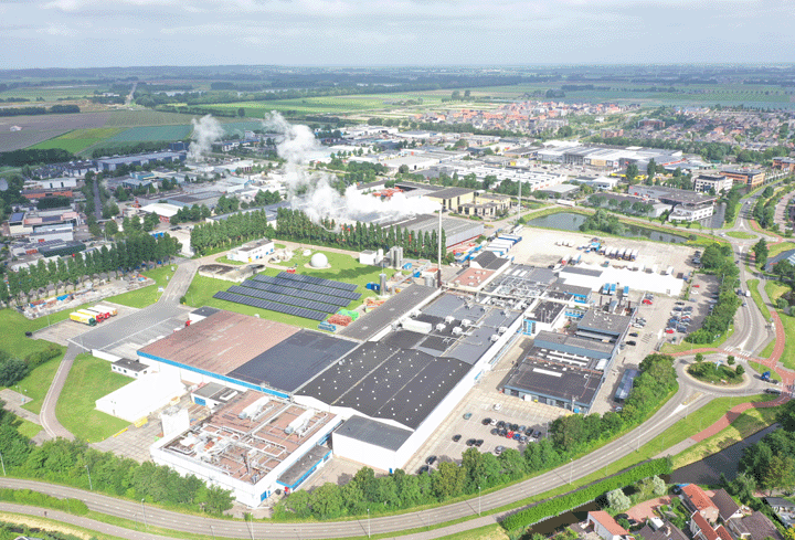 Aerial view of snacks plant